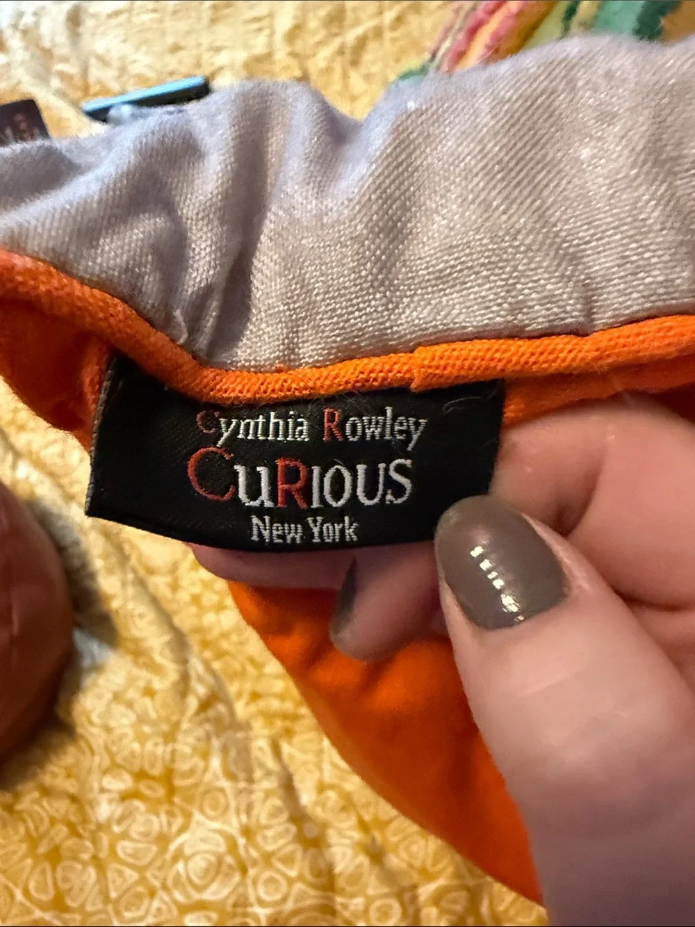 Cynthia Rowley Gray & Orange Halloween Trick-or-Treat Pillow ✨